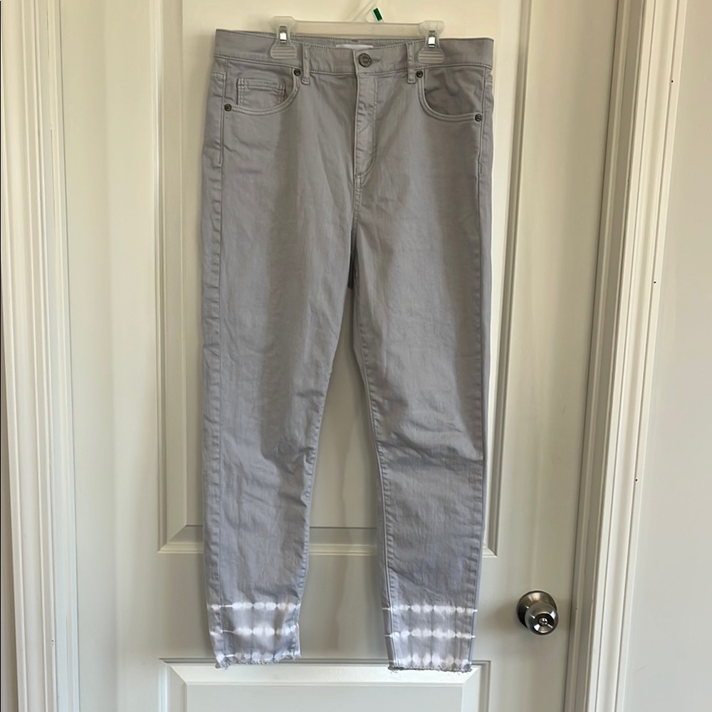 Loft tye die light grey high rise skinny crop jeans size 10